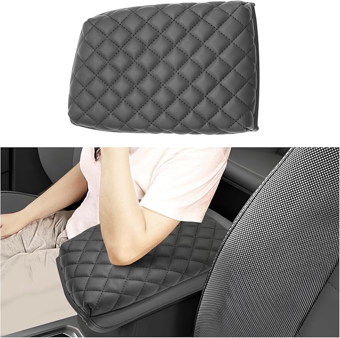 SXCY for 2024 2025 2026 VW Taos Armrest Cover for Volkswagen Taos 2024 2025 2026 Accessories 2022 2023 2024 2025 2026 Taos Center Console Cover 2024-2026 Taos Middle Console Cover (Black Leather Pad)