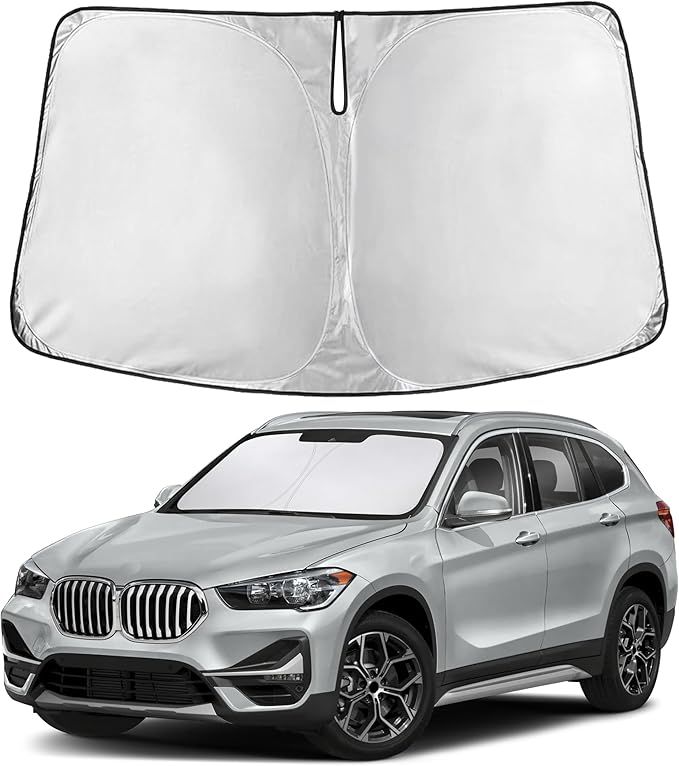 EcoNour Windshield Sunshade Compatible for BMW X1 2016-2020 2021 2022, Sun Visor for Front Windshield & Window Sun Shade Cover, UV Heat Blocker & Protector, Car Accessories