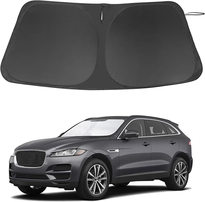 Windshield Sun Shade Custom Fit for 2016-2024 2025 2026 Jaguar F-Pace F Pace Accessories Foldable Sunshade Sun Blocker Protect Car from Sun Rays & Heat Damage Keep Car Cooler