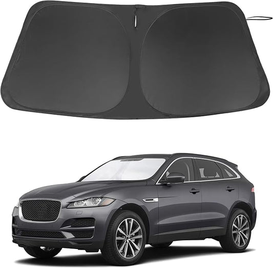 Windshield Sun Shade Custom Fit for 2016-2024 2025 2026 Jaguar F-Pace F Pace Accessories Foldable Sunshade Sun Blocker Protect Car from Sun Rays & Heat Damage Keep Car Cooler