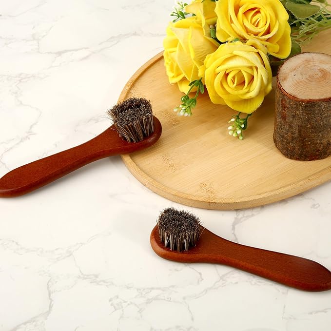 lasuroa 2pcs Baseball Glove Brush, Small Baseball Glove Scrub Horsehair Brushes Gentle Routine Maintenance Horse Hair Bristles Practical Cleaning Supply Accessories for Deep Clean
