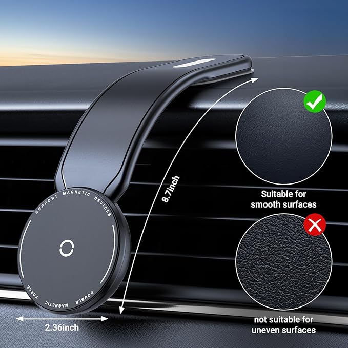 This Hill Magnetic Car Phone Holder, Bendable Aluminum Arm Car Magnet Phone Mount【18 Strong Magnets】 Magnetic Phone Holder for Car Dashboard/Windshield, Compatible with iPhone 17 16 15 14 13 12 Series