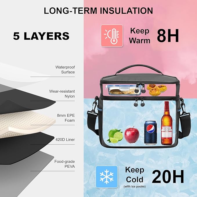 EVERFUN Small Cooler Bag 24/48 Can Insulated Lunch Box Double Deck Soft Leak-Proof Waterproof Collapsible Ice Chest for Men Women Work Travel Car Trip Picnic Beach