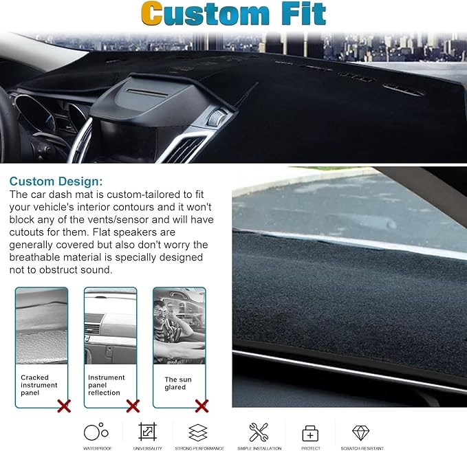 x xotic tech Center Console Dashboard Mat Pre-Cut Non-Slip Sunshield Sun Glare Protector Dash Carpet Pad Black Cover Compatible with Ford Escape 2014-2019