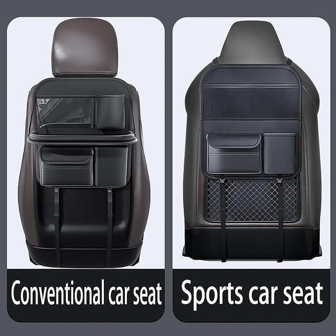 Backseat Car Organizer, Seat Organizer with 5 Storage Pockets for Travel, Black A