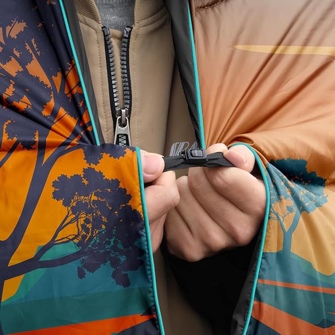 zzlamb Camping Blanket for Cold Weather,Outdoor Puffy Blanket Portable Down Alternative,Windproof Warm Cloak with Snaps,Cozy Quilt Backpacking Picnic RV Travel Plane Car Hammock Beach Climbing