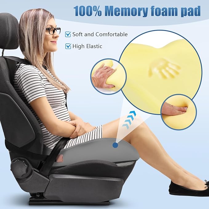 Car Seat Cushion for Truck and Car Drivers - Prevents Bedsores & Relieves Long-Drive Pain, Therapeutic Support for Sciatica, Hemorrhoids, Tailbone and Prostate, Enhanced View with Anti-Slip Base