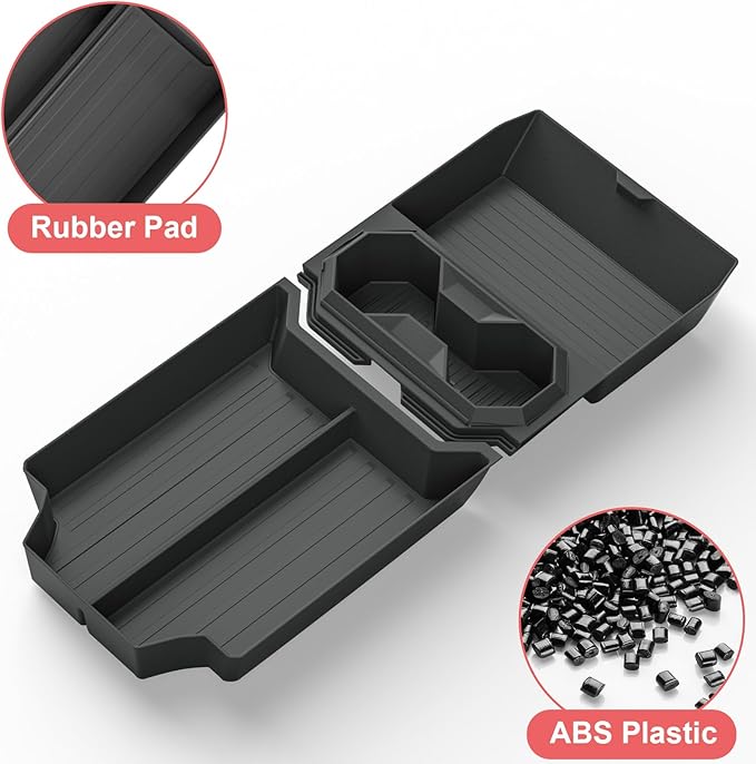 Lower Center Console Organizer for Tesla Cybertruck Accessories 2026 2025 2024, Floor Console Storage Tray Insert with Cup Holder