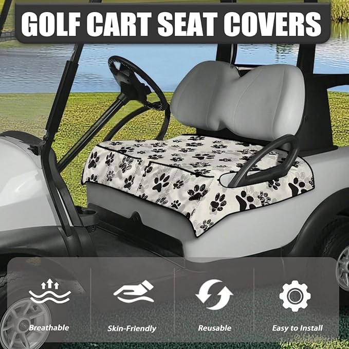 Biyejit Golf Cart Seat Covers with 4 Pockets Golf Cart Seat Towel Blanket Fits 2-Seat Golf Carts, Golf Cart Accessories
