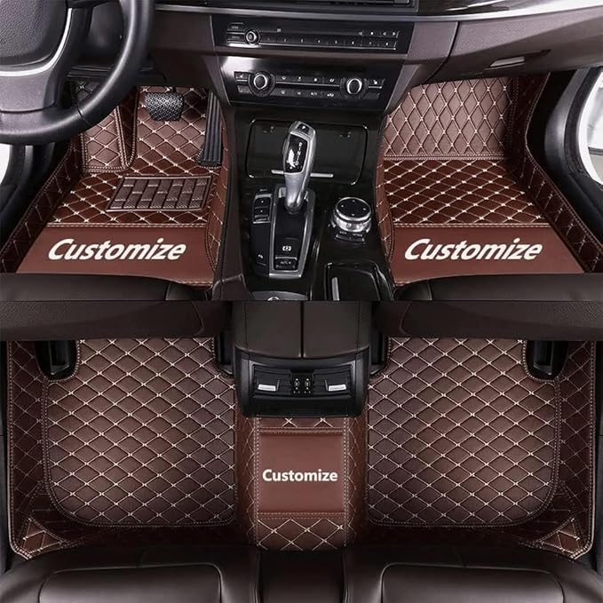 Custom Making Car Floor Mats for 98% Sedan SUV Car Protection Full Coverage Mats Anti-Slip Leather Floor Liners All Weather Car Floor Mats (Coffee Beige Thread)