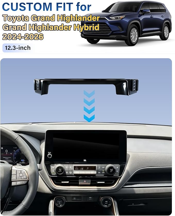 Magnetic Phone Mount for Toyota Grand Highlander/Grand Highlander Hybrid 2024-2026 Accessories 12.3-inch Screen Fixed Clip, Automobile Cradles Magnets Cell Phone Holder Compatible with MagSafe