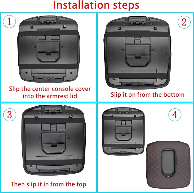 Center Console Armrest Cover for Chevy Silverado/GMC Sierra Accessories 2019-2024 2025 Arm Rest Box Leather Protective Case Middle Console Lid Cushion Pad Only for Jump Seat (Red Stitches)