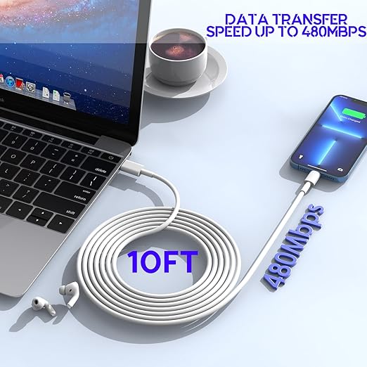 10Foot Fast iPhone Charging Cable,3-Pack Super Fast i Phone Charger USB C Charging Block Wall Charger PD Adapter with 10FT Type C to Lightning Cable Cord for iPhone 14/13/12/11ProMax/XS Max/XS/XR/8/SE