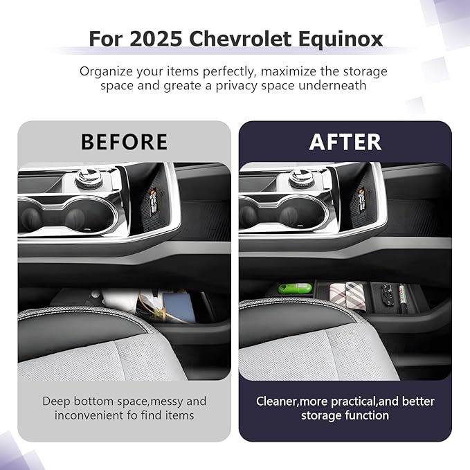 LUWU for 2025 2026 Equinox Lower Center Console Organizer Armrest Storage Box Armrest Organizer Insert Tray Console Organizer Storage Tray 2025 2026 Chevy Equinox Accessories