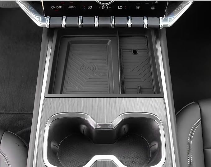 GMC Acadia Center Console Organizer 2024-2026 GMC Acadia (Elevation/AT4)-ABS Materials& TPE Wirless Mats Storage Box 2024-2026 GMC Acadia Accessories- ONLY FOR Console Without Cover- NOT FOR DENALI