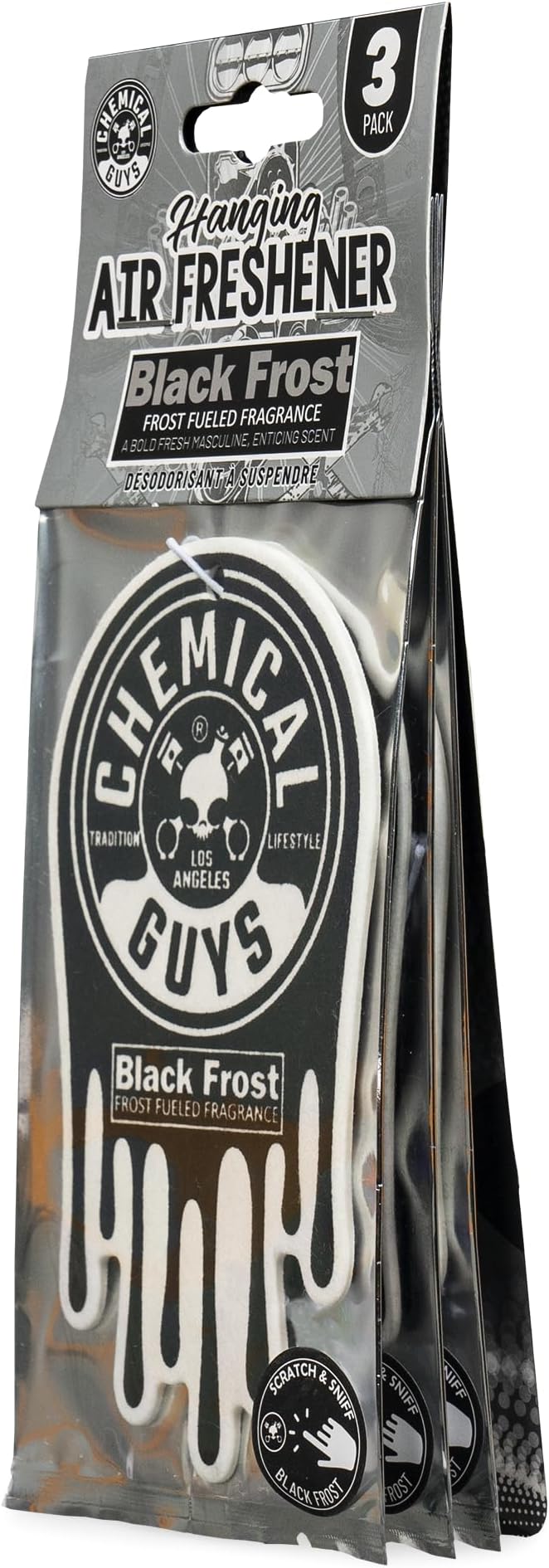 Chemical Guys Car Fresheners, Hanging Air Freshener, Black Frost Scent 12 Pack, Great for Cars, Trucks, SUVs, RVs, Home, Garage, Workspace, Dorm Room & More (4 x 3 Packs)