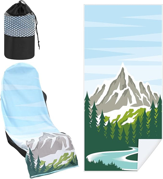 1 Pack Car Seat Towel Covers with Storage Bag 63 x 32 Inch Athletic Running Towel Seat Sweat Washable Non Slip Cover Gift for Car Outdoor Sport Activities (National Park 1)