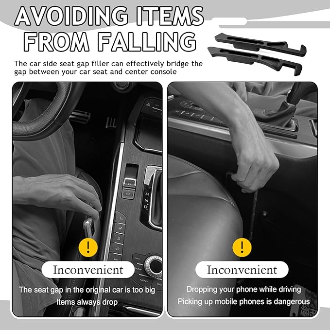 2PCS Car Seat Gap Filler Organizer with Deepened Storage Slots,2-in-1 Car Gap Seat Filler with Charging Opening for Avoiding Items Falling,Universal Cars Side Seats Gaps Fillers