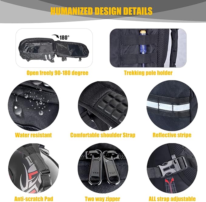 Large Capacity Motorcycle Helmet Backpack, Motorcycle Riding Hiking Backpack for Cycling