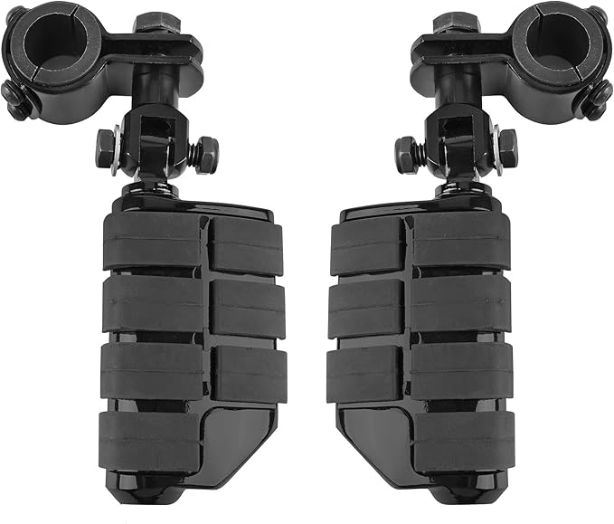 Motorcycle Clamp-on Highway Pegs Universal Adjustable Engine Guard Foot Rests w/Mount Clamp Kit For Most Motorcycle Models with 25mm 32mm 34mm Crash Bar Tube Accessories(Black Style)
