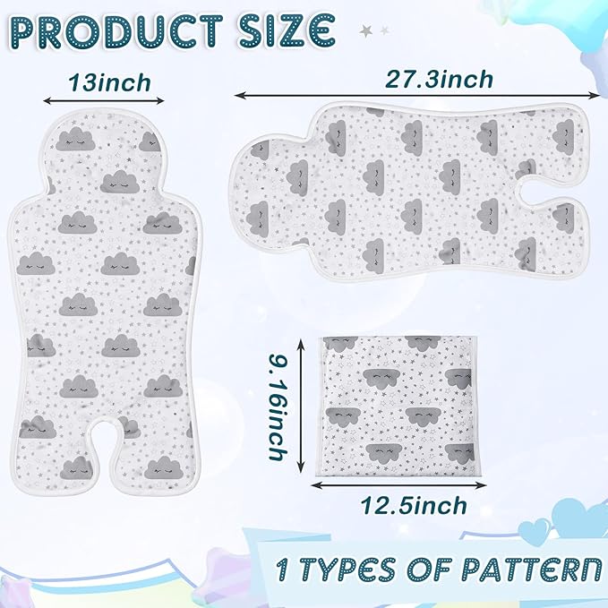 Pinkunn Gel Car Seat Baby Cooling Pad for Summer Breathable Stroller Cooler Pad Multifunctional Carseat Cooling Mat for Baby Child Dining Chair Safety Seat Stroller (White,Cloud)