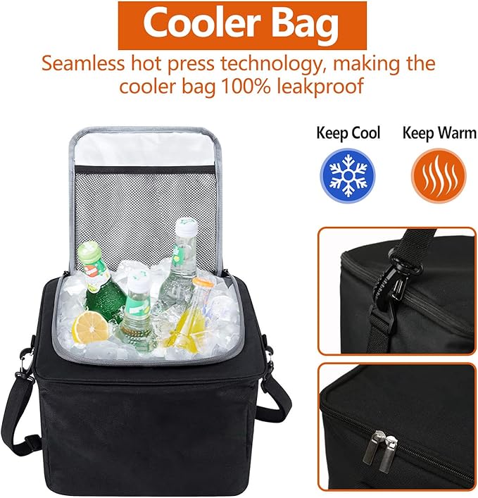 AOPHY Car Trunk Organizer with Insulated Cooler Bag, Foldable & Waterproof Storage Organizer with Lid for SUV, Truck, Sedan - 4 Large Adjustable Compartments, Heavy Duty & Collapsible Design