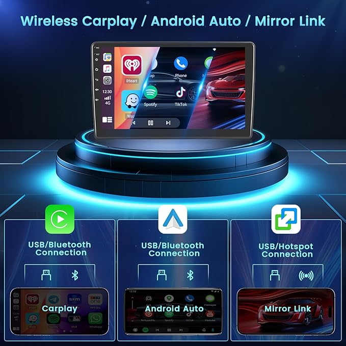 2+64GB Android 15 Car Radio for Hyundai Sonata 2004-2008 Wireless Carplay Android Auto, 9" Touch Screen Car Stereo GPS Navi, WiFi, Bluetooth, Backup Camera, FM RDS Radio, EQ DSP, SWC