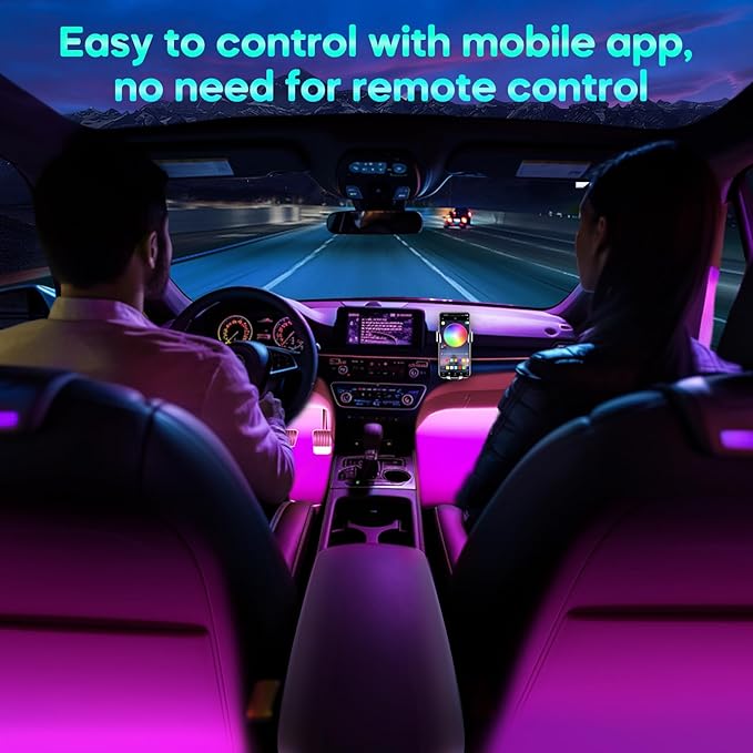 Winzwon Led Lights for Car Accessories Interior, Gifts for Mothers Day Him Her Men Women Teen Boys Girls, APP Control with USB Port Color Change Lights for Truck Decor