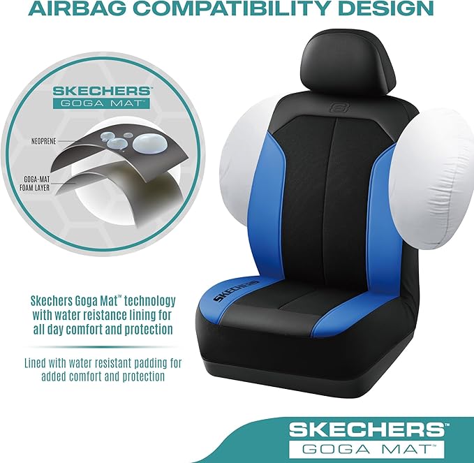 Skechers Car Seat Covers,GOGA Mat Oxford Cloth Seat Covers,Waterproof Car Seat Covers Front Seats,Automotive Universal Fit Seat Cover for Most Cars, Suvs, Trucks,Blue