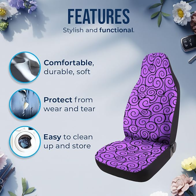 GENANY Power Fruit Car Seat Covers Set of 2, Breathable Front Seat Covers for Truck Sedan SUV, Anime Car Accessories, Anime Gift for Women Men