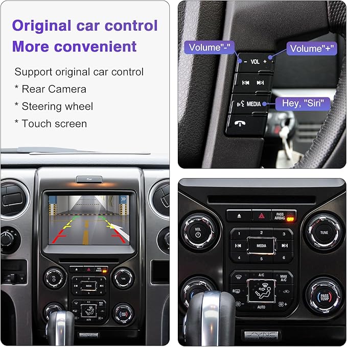 NINETOM Wireless CarPlay Retrofit Kit Decoder, Compatible with Ford (2013–2015) SYNC 2 System, Supports Android Auto, Mirror Link & Reverse Camera, USB
