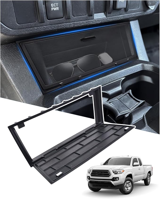 Center Console Hidden Storage Cover for Toyota Tacoma 2016-2023 Accessories, for Wireless Charging & Non Charging Models- Center Console Privacy Cover Protector Anti-Dust Organizer