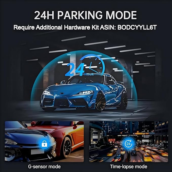 Mirror Dual Dash Camera with Voice Control,4K+2.5K Rear View Mirror Camera with 5.8GHz WiFi and APP Control, WDR Night Vision, Loop Recording, G-Sensor, Parking Monitor 64GB Card Included