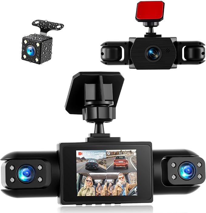 4 Channel Dash Cam Front and Rear Inside Left Right,2 Inch 1080P Front and Rear Dash Camera for Cars Car Camera with Night Vision,Loop Recording,Parking Assistance,24H Parking Monitor