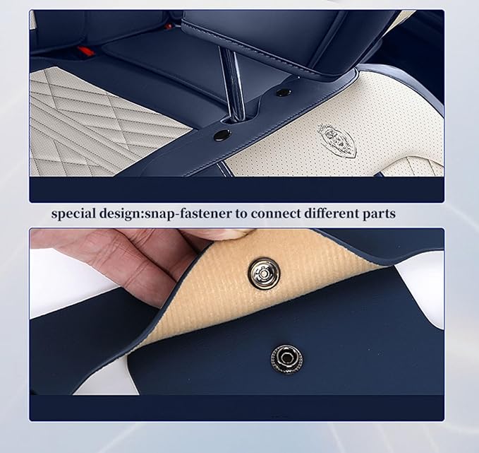 Premium Nappa Leatherette Car Seat Cover Set Custom Fit for Honda CR-V CRV 2000-2023 2024 2025 2026 Water-Proof Breathable Faux Leather Seat Cushion Protectors (Front 2 Seats,Beige Blue)