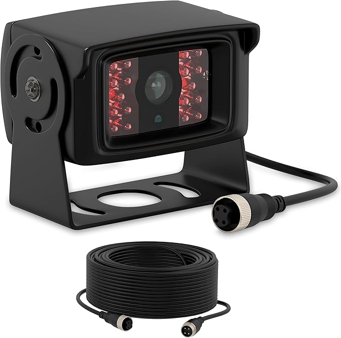 AHD 1080P 4-Pin Backup Camera with Night Vision, 120° Wide Angle, IP68 Waterproof & CMOS Sensor — Rear View Camera for Trucks, RVs, Trailers, Buses, Vans — Includes 33ft 4-Pin Cable