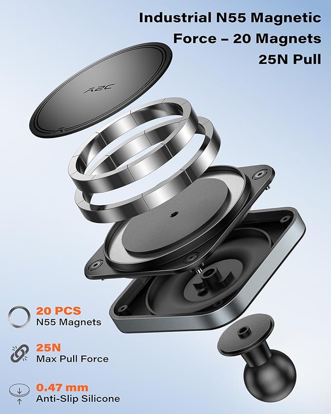APPS2Car Magnetic Vent Mount for Ford F-150 (2015–2020), Super Duty (2017–2021) & 2022 (XL & XLT), Expedition (2018–2021), Compatible with iPhone 12-17 Series & MagSafe Case, Metal Socket Arm