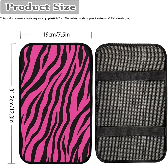 JoyLamoria Stripe Car Armrest Cushion Cover Center Console Box Pad Car Accessories,Pink