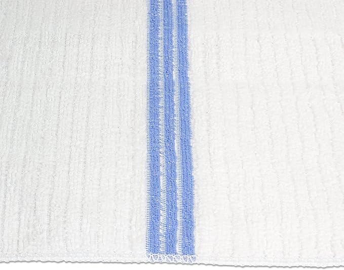 Nouvelle Legende Ribbed Microfiber Bar Mop Towels, Super Absorbent, Cleaning & Drying Cloths, Lint-Free, Streak-Free for Kitchen, Home & Auto, 14x18 Inch, 12-Pack, Blue Stripe