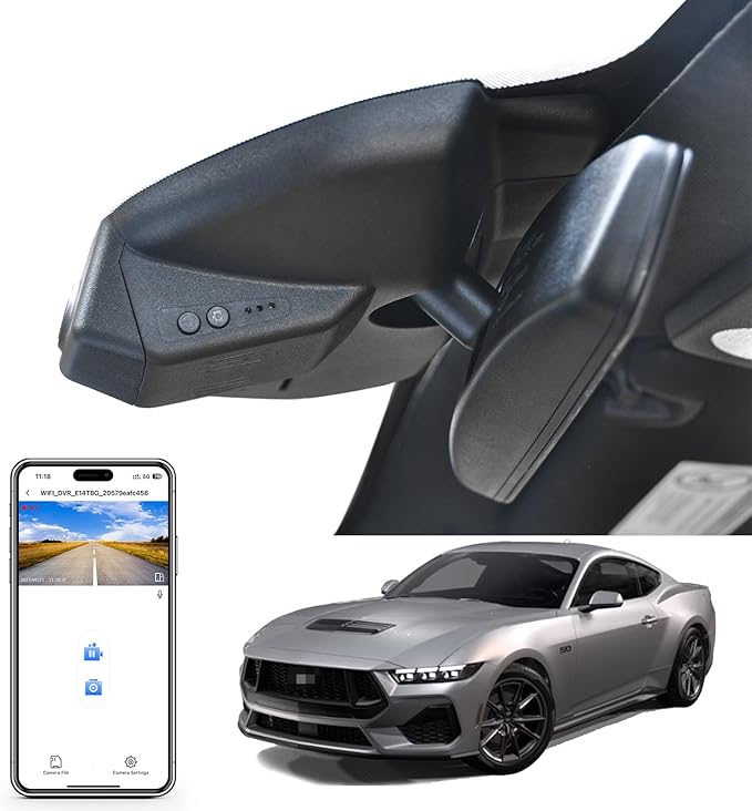 Mangoal 4K Dash Cam Fit for Ford Mustang S550 2022-2023(with a Big Cover), EcoBoost Premium GT Premiun Mach 1(Model A), Does Not Fit Ford Mustang S650 2024, WiFi & App, 64GB Card