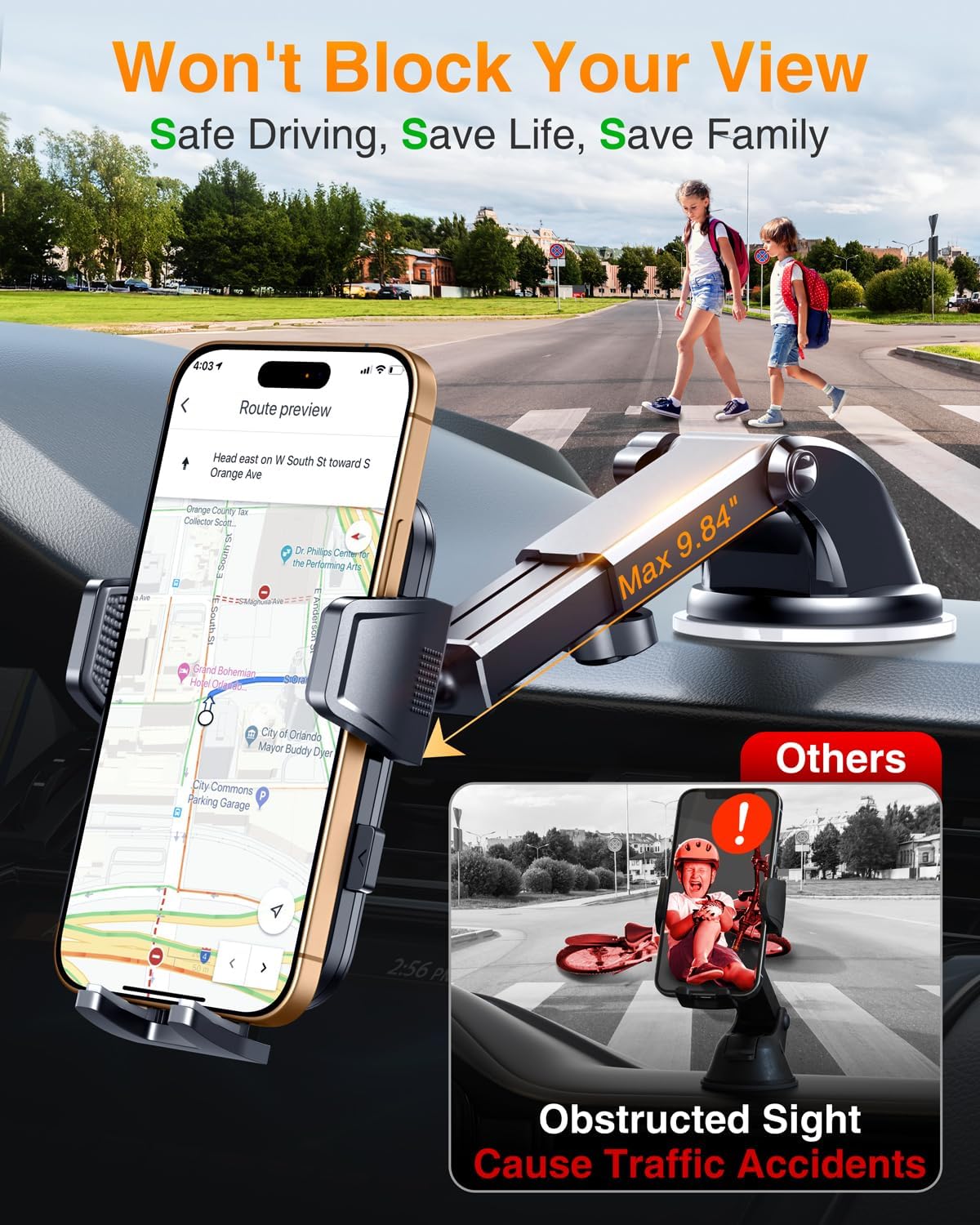 VANMASS 2025 Upgraded Car Phone Mount, [85+ LBS Strongest Suction] Patent Safety Cell Phone Mount Windshield Dashboard Vent Truck Accessories Stand Cradle for iPhone 16 Pro Max 15 14 13 Android