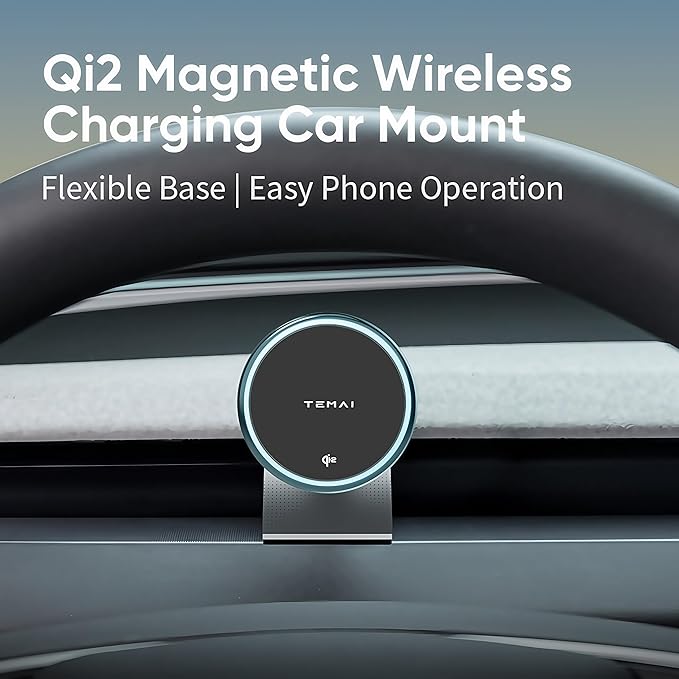 Persevere for Tesla Phone Mount Model 3 Highland 2024 & 2025, 15W Qi2 Wireless Charger Strong Magnetic Phone Holder for All 4-6.9'' Smartphones, Base Airvent Adjustable, Anti-Slip Mount