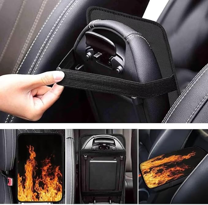 Coldinair Fire Flame Universal Car Center Console Pad Soft Armrest Protector Cover Fit for Most Vehicle,SUV,Truck,Car Interior Accessories Decor