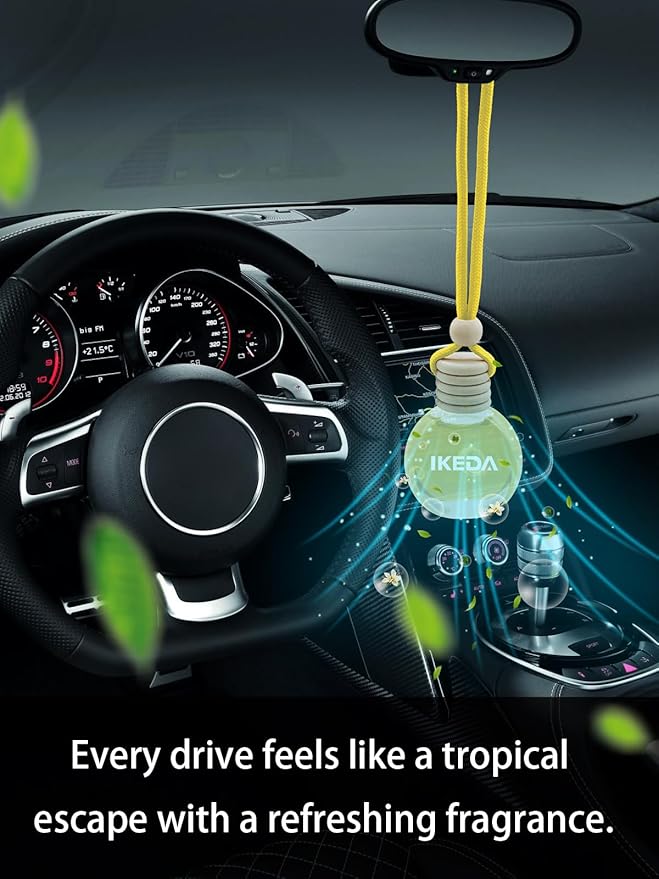 Ikeda Car Air Freshener: Hanging Car Smell Air Freshener | 10ml Hanging Car Perfume | Long Lasting Fragrance | Strong Scents Diffuser for Auto Home (Pineapple)