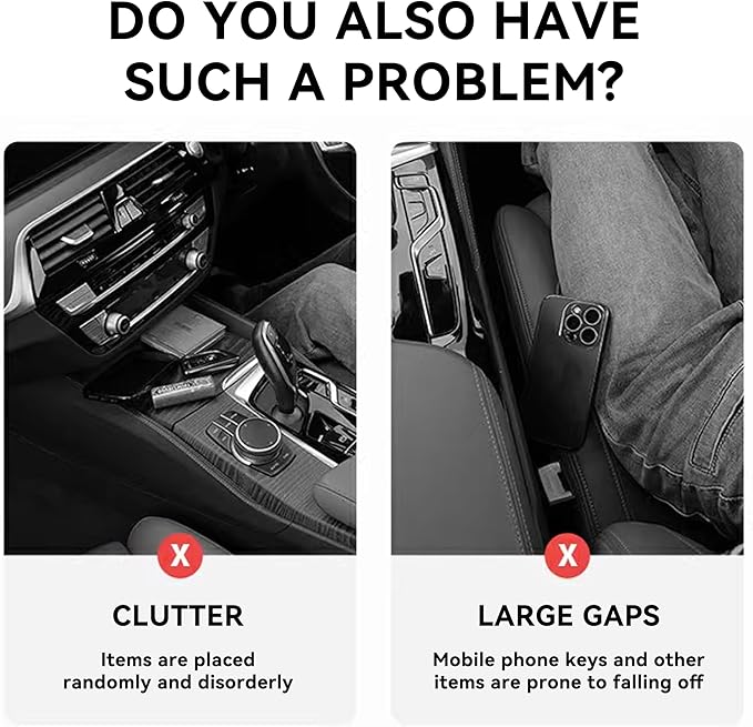 2PCS Car Seat Gap Filler, Automotive Seat Organizer Fill The Gap Between Seat and Console, Universal Car Storage Box Inserts Fill The Gap Between Seat &Console for Coins Wallets Keys (Brown)