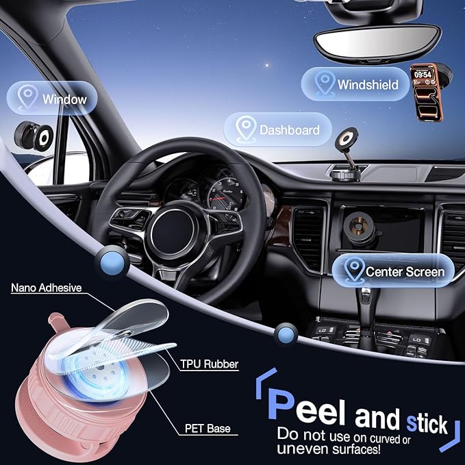 Vooii Phone Holders for Your Car for Magsafe Car Mount (130LB Ultra Suction Cup & 360° Adjustable) Vacuum Cell Phone Car Mount, Magnetic Car Phone Holder for Dashboard/Windshield for iPhone & Android
