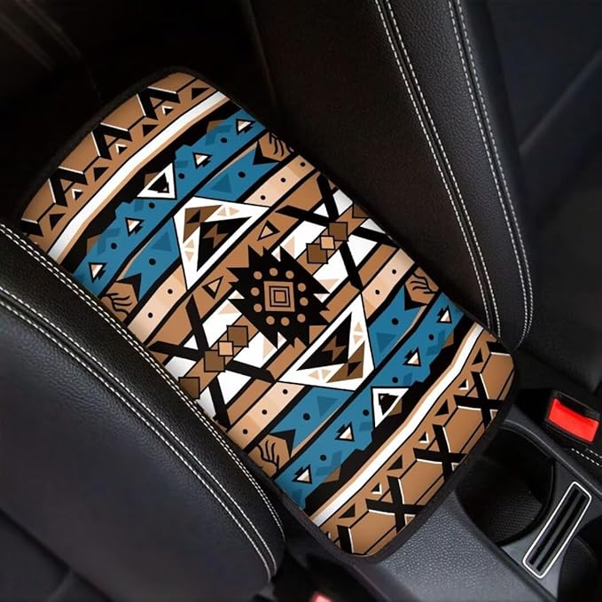 Coldinair Southwest Africa Geometric Universal Car Center Console Pad Soft Armrest Protector Cover Fit for Most Vehicle,SUV,Truck,Car Interior Accessories Decor