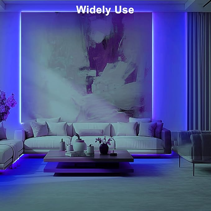 Tatazone 16.4ft Blue COB Led Strip Lights with RF Remote, Dimmable Bright Adhesive Indoor Led COB Light Strip for Cabinet, Paintings, Room, Bed
