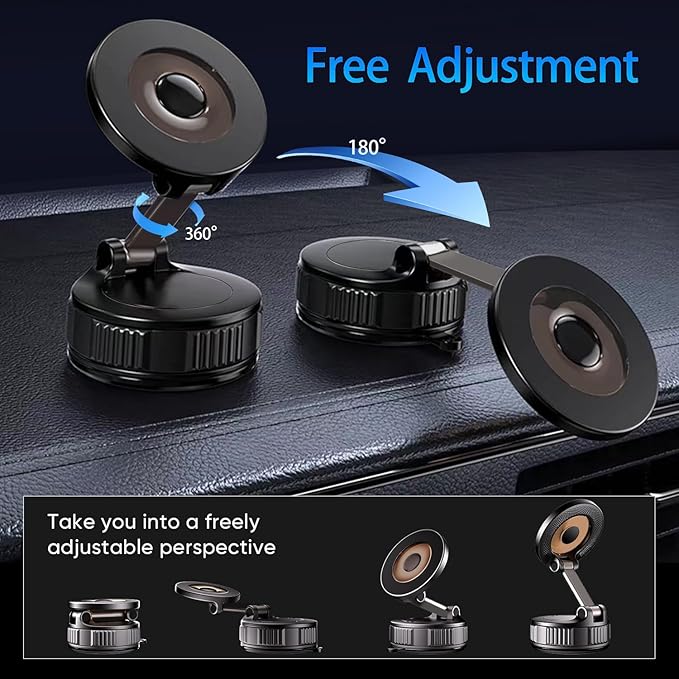 2026 Upgraded Vacuum Magnetic Car Phone Holder, 360° Adjustable Vacuum Ultra Suction Vacuum Car Phone Mount Phone Holders for Your Car/Gym/Mirror for iPhone 16 Pro Max 15 14 13 12 Plus