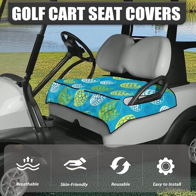 Biyejit Golf Cart Seat Covers with 4 Pockets Golf Cart Seat Towel Blanket Fits 2-Seat Golf Carts, Golf Cart Accessories
